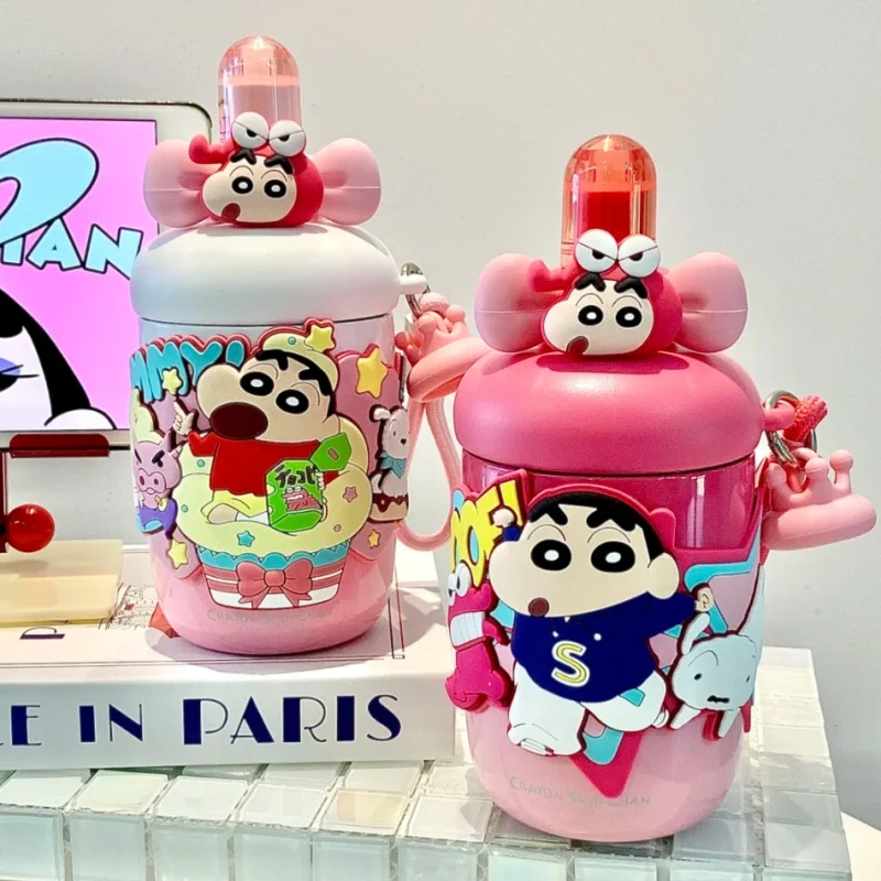 Crayon Shinchan Straw Insulated Cup Cartoon Cute High Appearance Thermos Anime Peripheral Portable Water Bottle Birthday Gift view 3