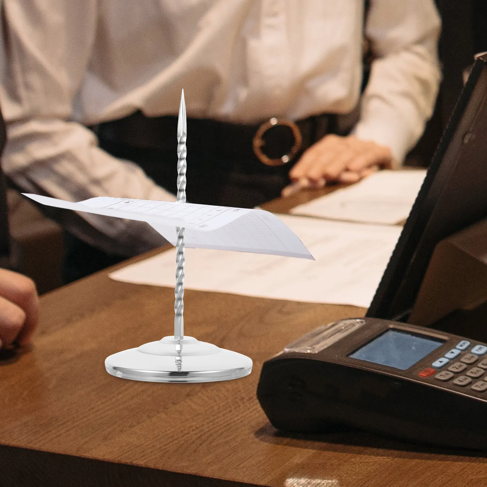 Polished Stainless Steel Receipt Holder Spike Desktop Bill Stand for Restaurant Office Kitchen Diner Pub Milk Tea Shop Receipt