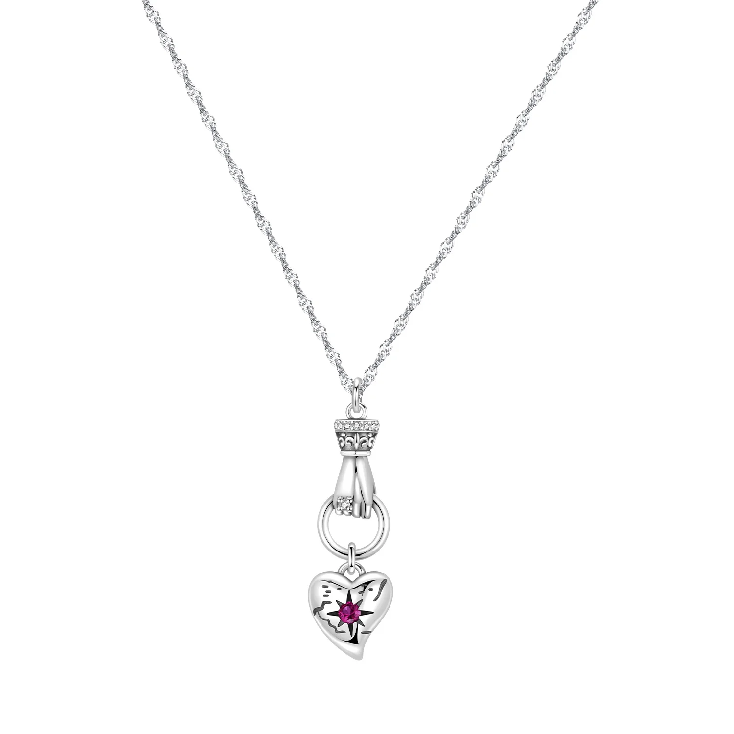 Guardian Heart Pendant Necklace S925 Sterling Silver Love Protection Heart Necklace Women Jewelry Birthday Gift for Girlfriend