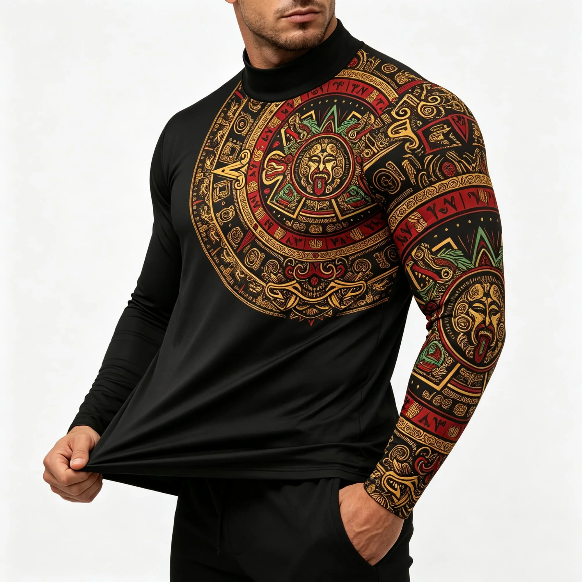 Lässige, locker geschnittene Herren-Sport-Langarmshirts mit Stehkragen, stilvolle, trendige, bequeme, leichte und vielseitige Oberteile für Männer. – Detail 2