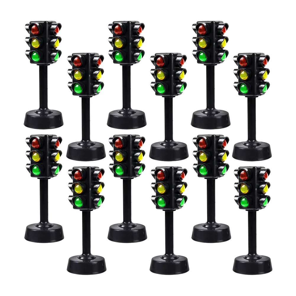 12 Pcs Small Traffic Light Model Child Parking Lights Lamp Abs Signs Interesting