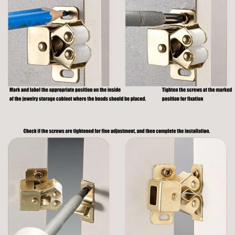 

652F 15set Cupboard Cabinet Door Roller Latches Cabinet Door Wardrobe Door Latches Furniture Catches Hardware Easy to Install
