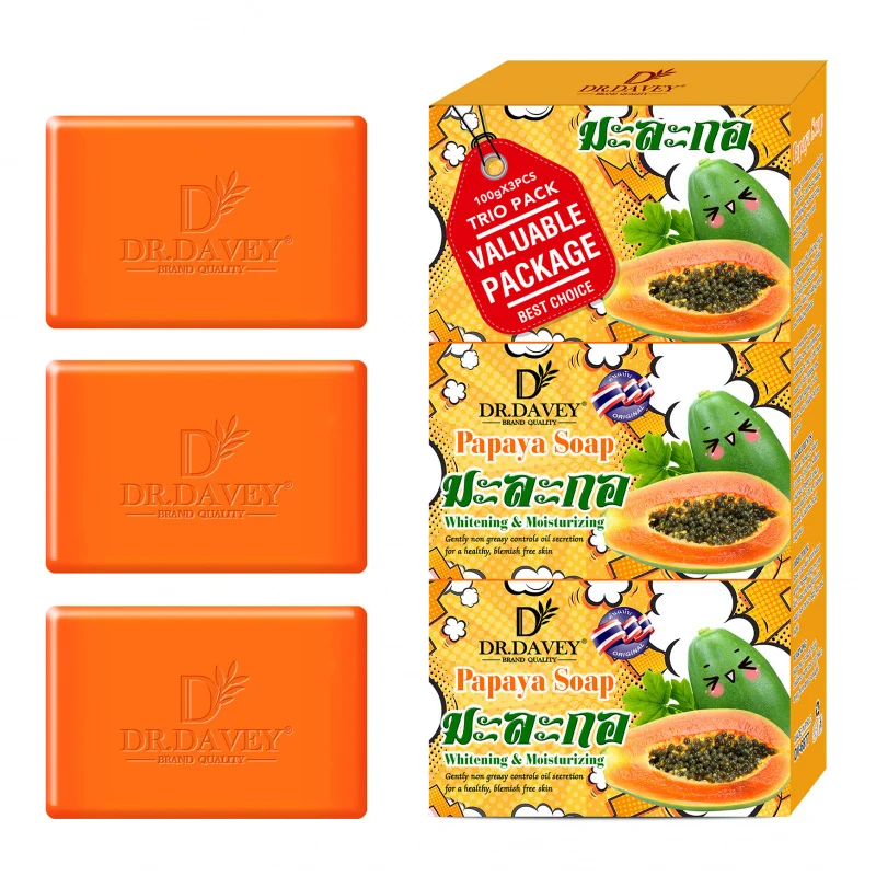 

3pcs Papaya Soap Cleansing and moisturizing handmade soap for bathing, face washing, and skin moisturization