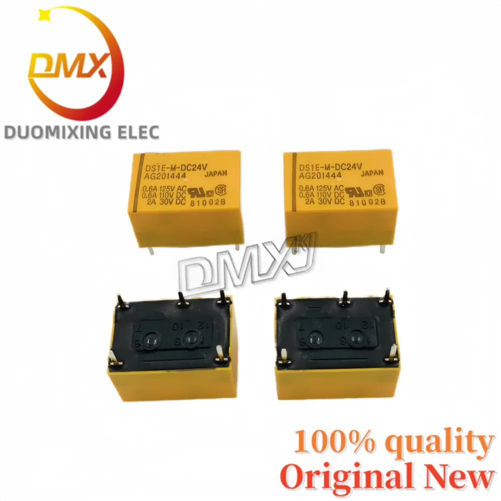 10PCS/lot 100%Original DS1E-M-DC24V 12VDC DC5V AG201444 0.6A 125VAC 110VDC 2A 30VDC DIP-5 Electromagnetic relay