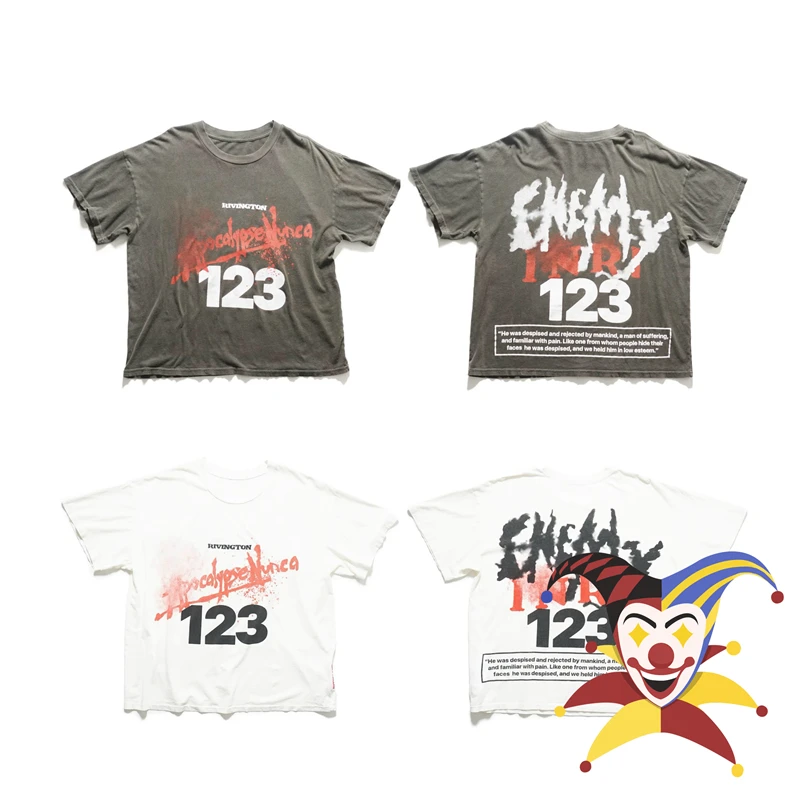 2024ss RRR 123 T Shirt Men Women Best Quality Washed Gray White Tops Tee Slogan RRR123 T-shirt