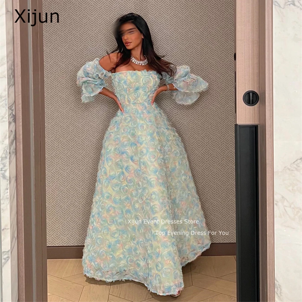 

Xijun 3D Flower Gogerous Prom Dresses Floor Length Evening Dresses Saudi Arabric Formal Prom Gowns 2023 Birthday Party Dresses