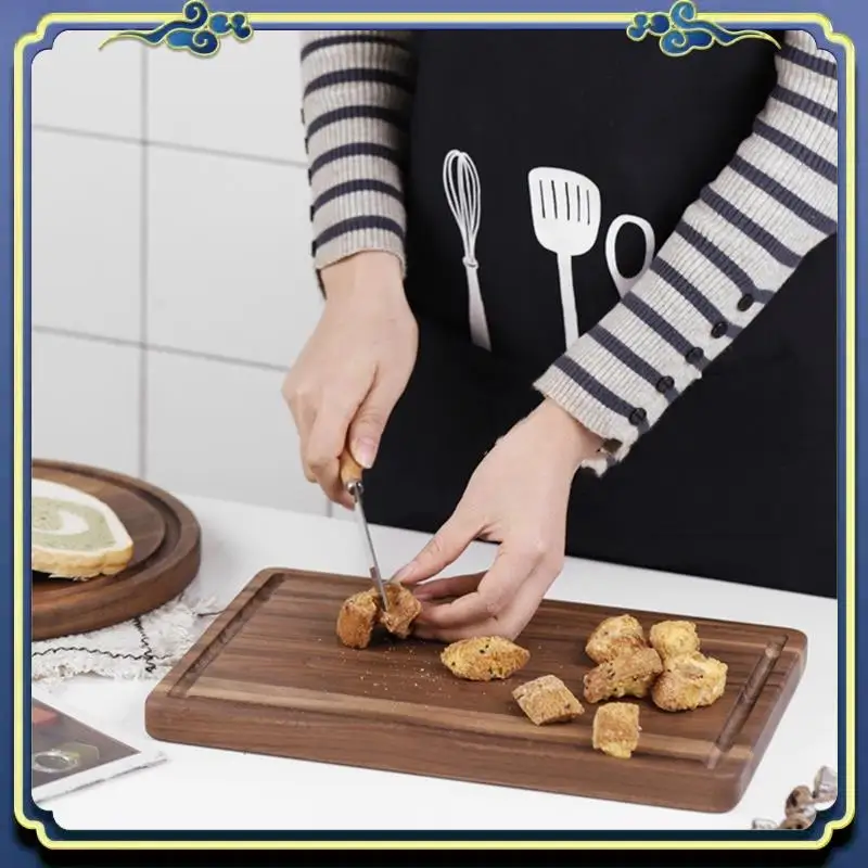 

Latest Black Walnut Chopping Board Steak Board Solid Wood Steak Tray Preservative Kitchen Cutting Board Slotted Steak Plate Brea