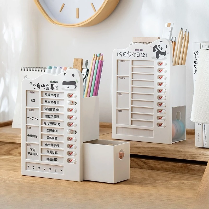 ساعة سطح المكتب الانضباط الذاتي في صندوق تخزين، تعلم الطلاب مع طاولة إدارة الوقت لحامل القلم