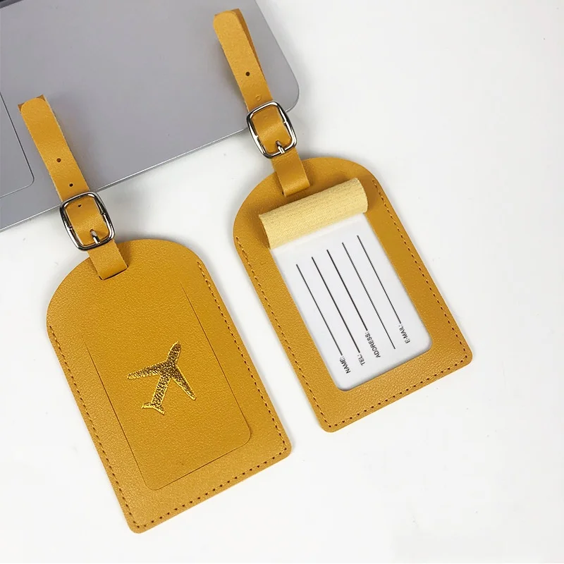 PU Leather Fashion Candy Dopamine Color Scheme Stamping Airplane with Signature Paper Aircraft Luggage Tag Baggage Tags