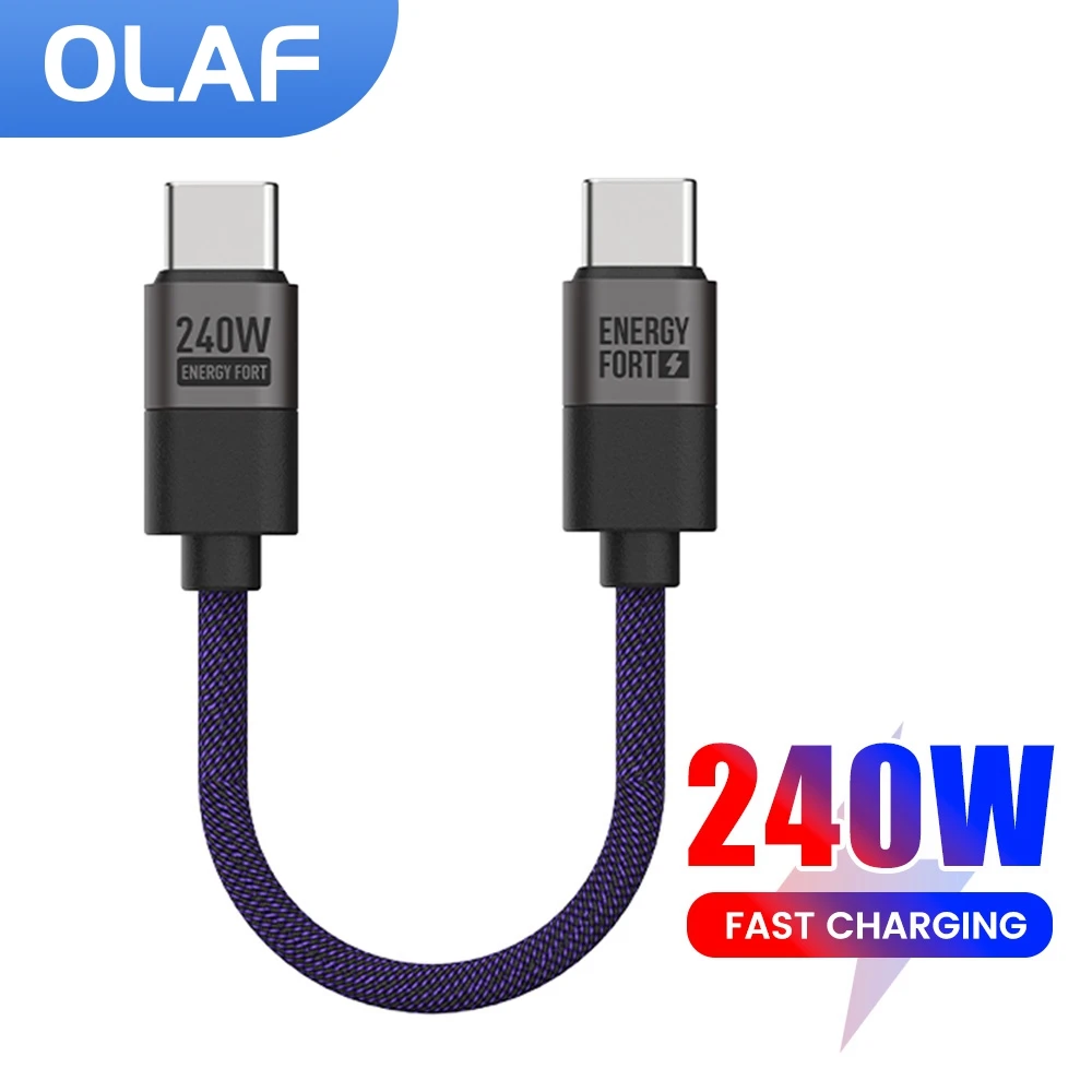 PD 240W Fast Charging Cable USB C to Type C Cable Power Bank Data Cord Short Charger Wire For iPhone 15 Samsung Tablet Notebook