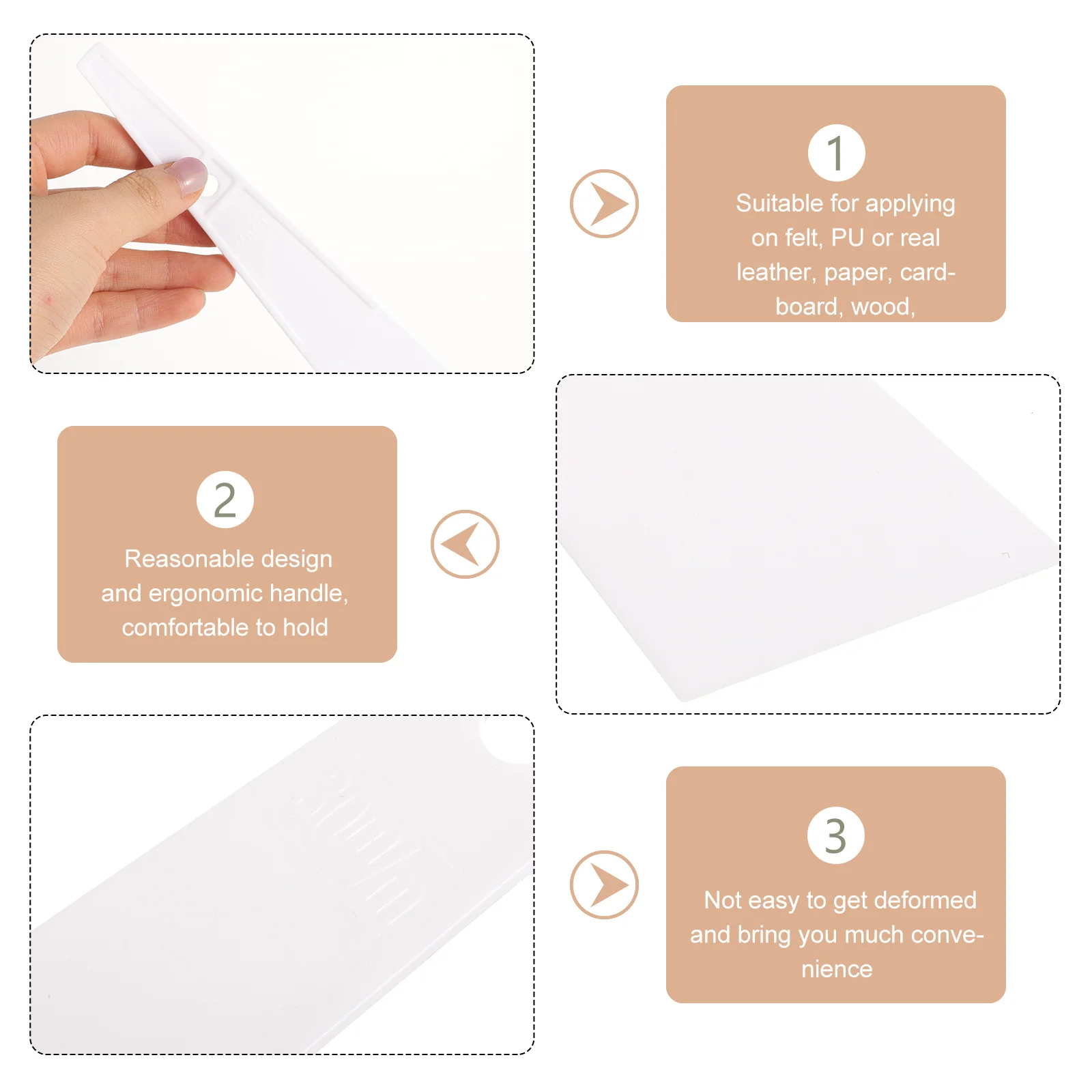 

3pcs Glue Tool Kit Easy Clean Glue Applicator Spreader Scrapers Handheld Smears Sticks Plastic Spatula Craft Diy