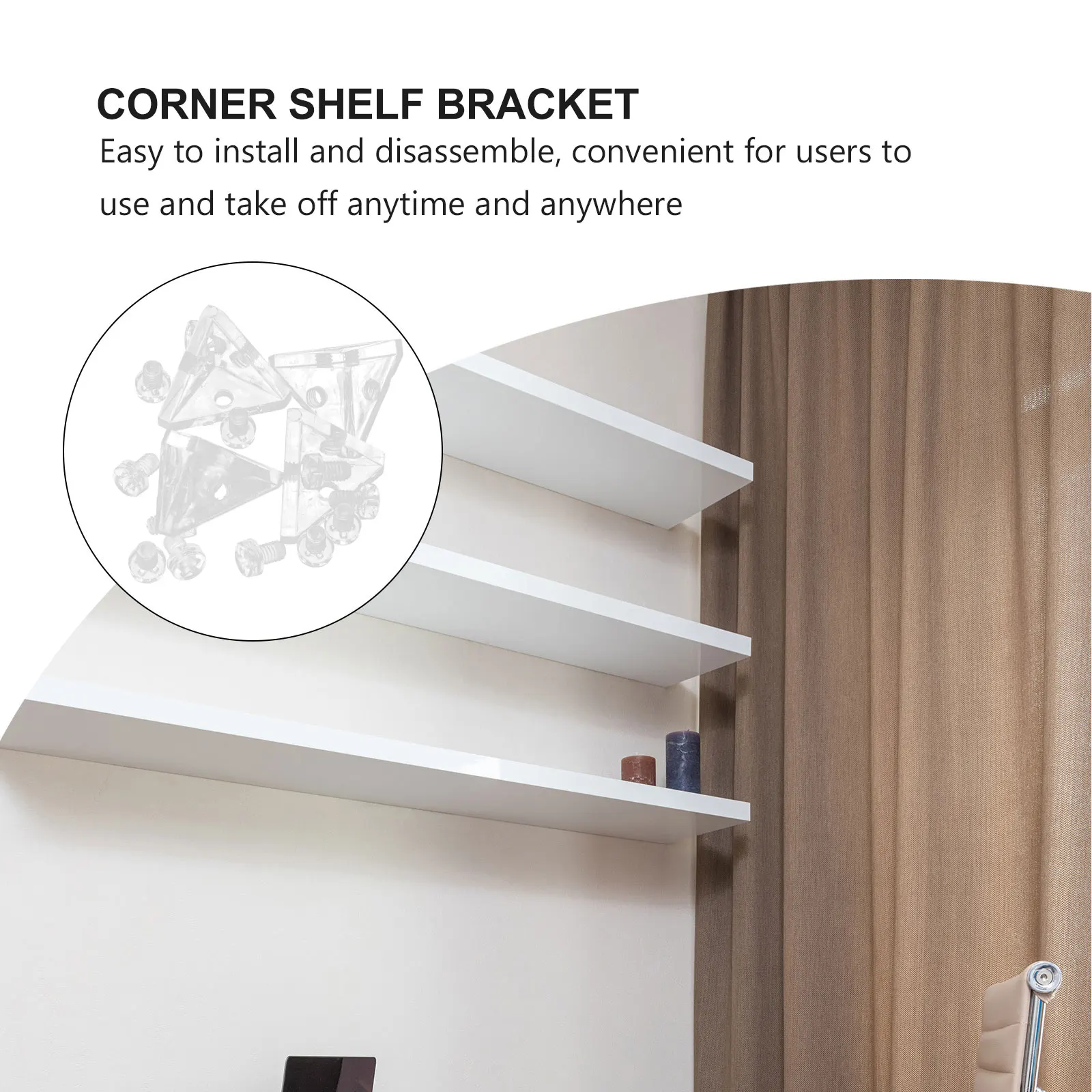 

4 Sets Acrylic Plate Fixing Hardware Transparent Corner Braces Triangle Joint Small Shelf Brackets Durable Easy Install