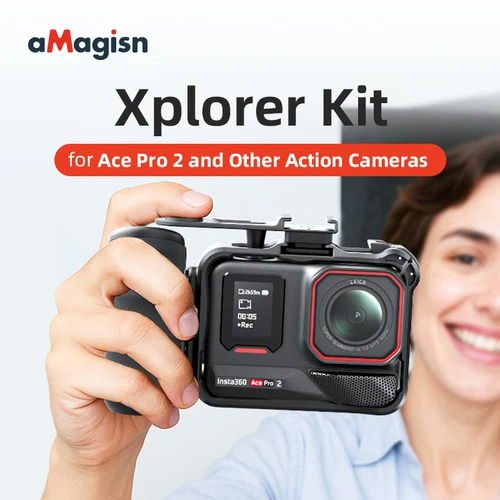 aMagisn Xplorer Grip Kit para Insta360 Ace Series, Empuñadura de plástico ABS con disparador  para Insta 360 Ace Pro 2 Accesorios