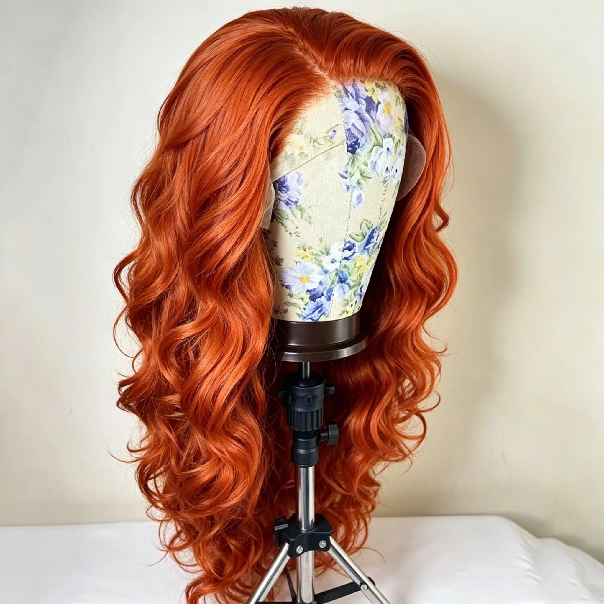 UStyleHair Ginger Lace Front Wig Long Body Wave Light Copper Wig Heat Resistant Synthetic Hair Wig Daily Use Cosplay Wig Fashion