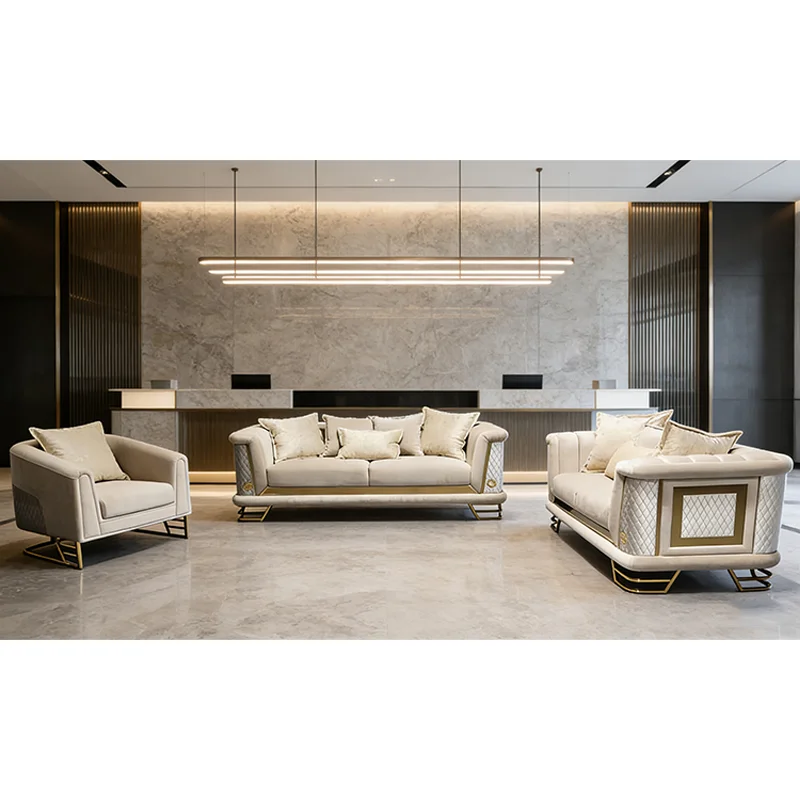 

# Luxury Postmodern Armchair and Loveseat for Small-size House and Apartment Eco-friendly Durable Sofa Set with Gold Legs