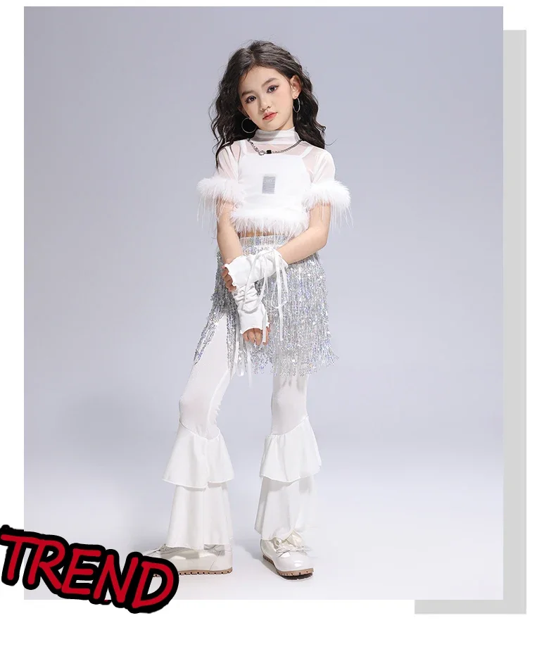 Pailletten-Jazz-Tanzkostüm für Mädchen, schmal geschnitten, Kpop-Girlgroup-Bühnenoutfit, kurzer Rock, Laufsteg-Show-Tanzkleidung – Detail 14
