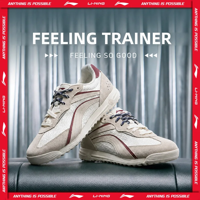 Li-Ning Women's FEELING TRAINER Lifestyle Shoes Retro Soft Lightweight Sports Shoes LiNing Stylish Casual Sneakers AGLW042