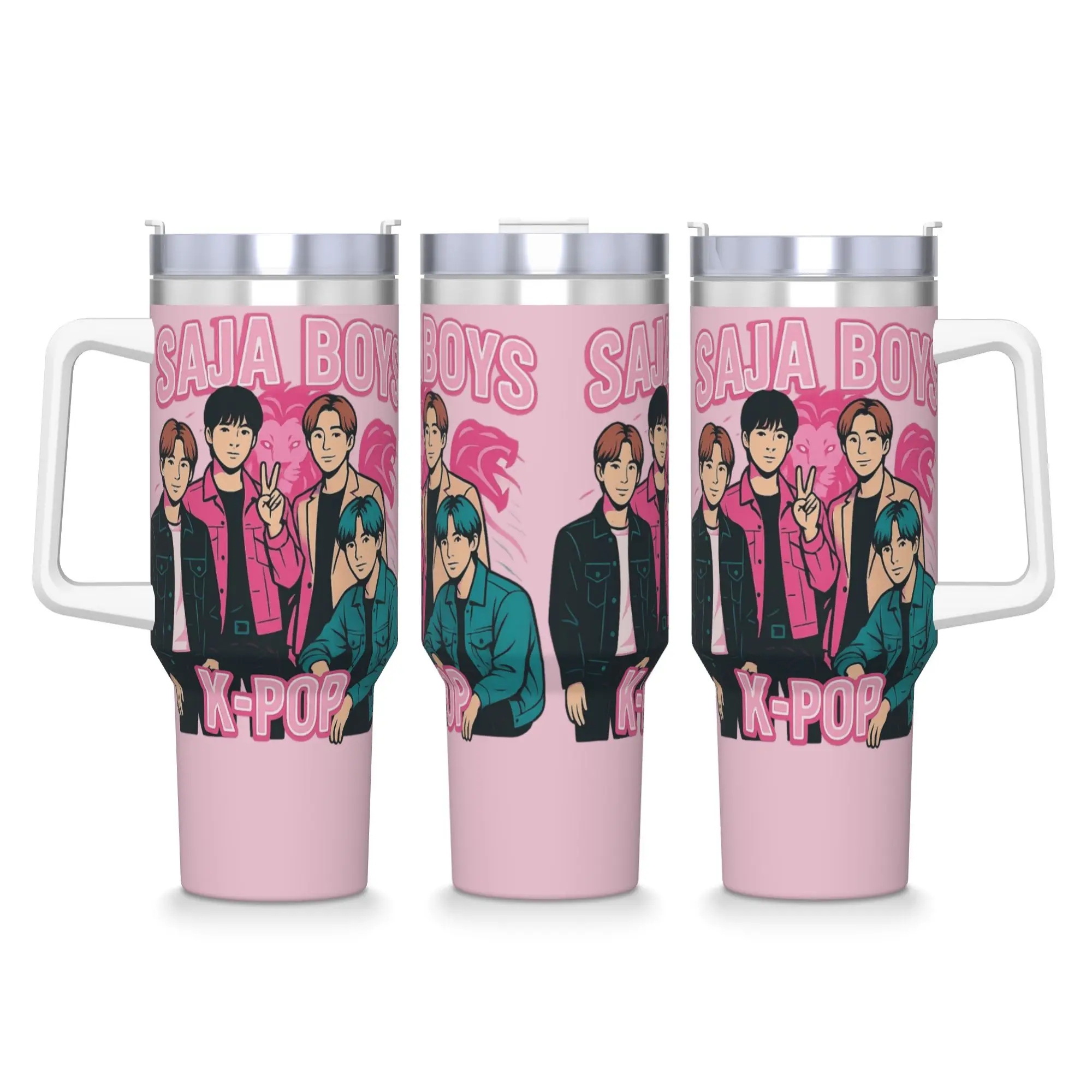 

Stainless Steel Tumbler Saja Boys KPop Hunter Movie Car Mugs With Straws Travel Cold Drink Water Bottle Insulated Thermal Mug