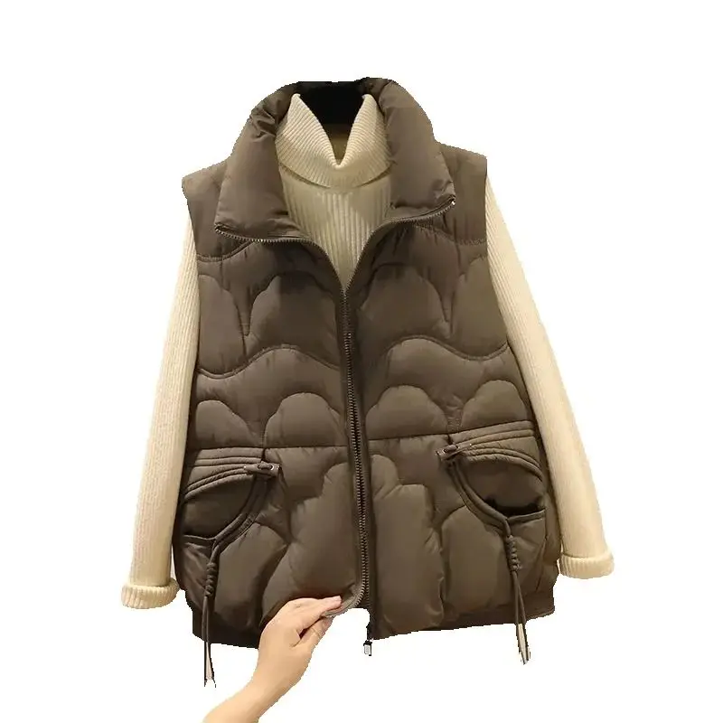 

New 2025 Autumn Winter Puffer Vest Women Loose Sleeveless Short Vest Jackets Cotton Padded Winter Waistcoat Female Casual Tops