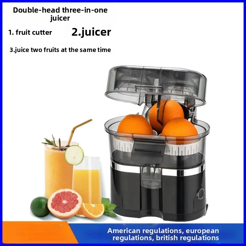 Dual Head Automatic Citrus Juicer Machine, Electric Lemon Orange Press with Pulp Separation for Home Kitchen Use