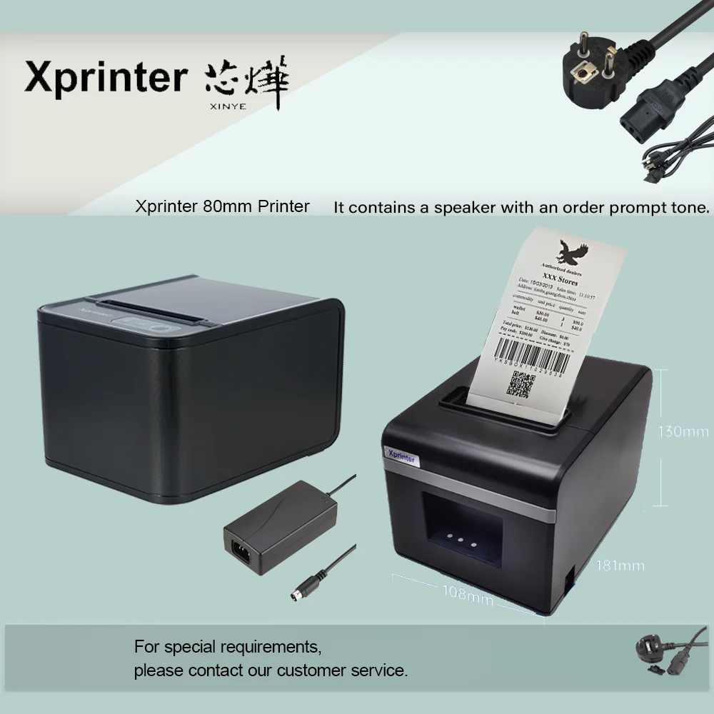 

XP-80TS 80mm High Speed - Auto Cutting Thermal Bill Printer for Restaurant Retail Store with Android Windows iOS Support