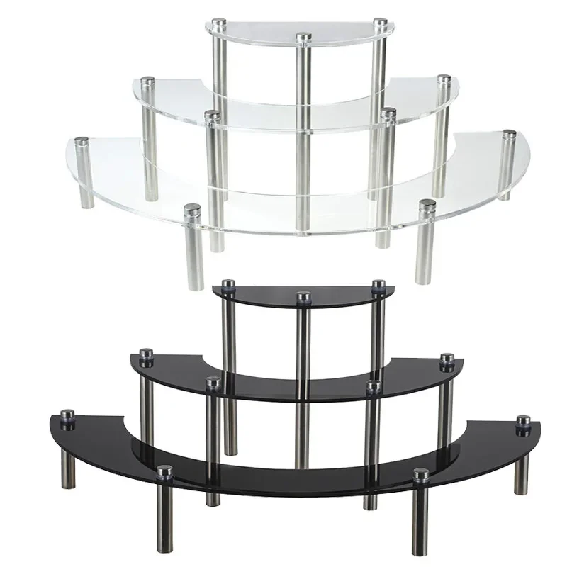 

Semicircular 3 Tiers Acrylic Display Stand Rack Cupcake Dessert Mini Figures Makeups Storage Holder Shelf