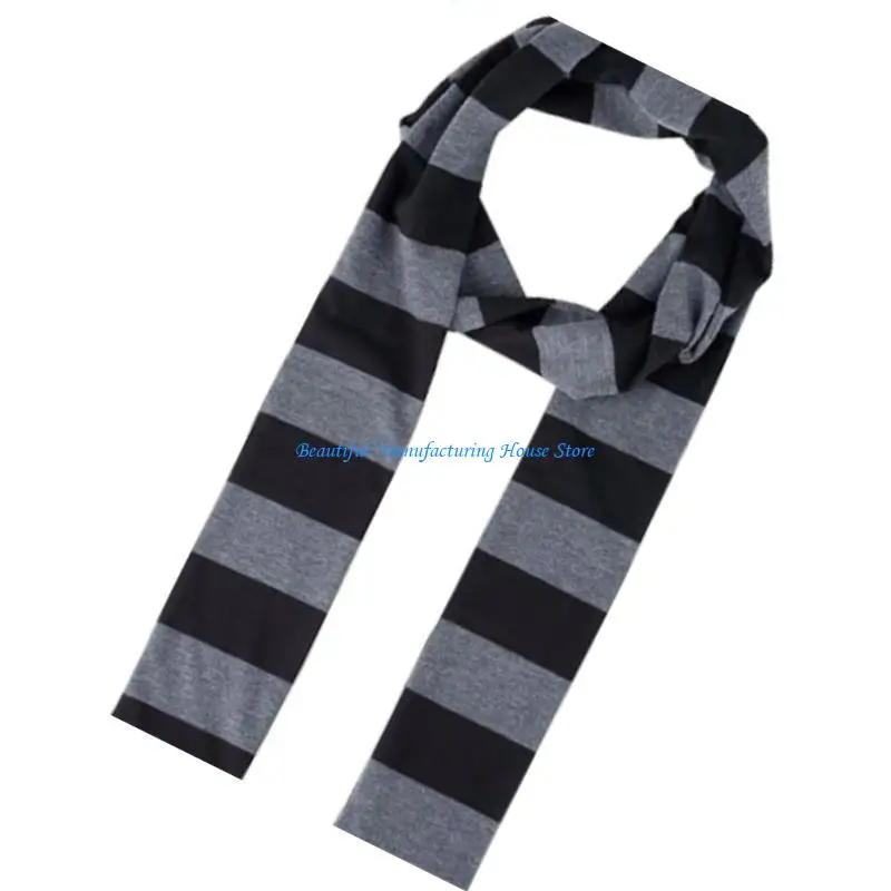 

E56A 2000s Thin Scarf Harajuku Long Striped Scarf All Matching Neck Wrap Photo Neckwear