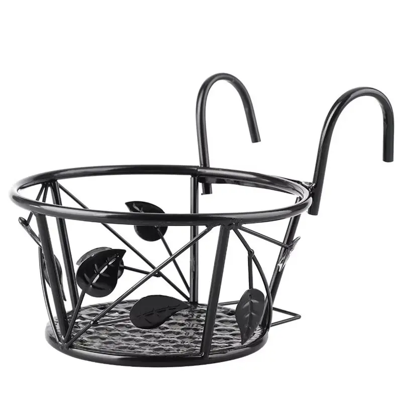 

A93Z Ideal For Balcony And Terrace-For Railing Mounted Modern Metal Pergola Hanging Basket With Double Hooks