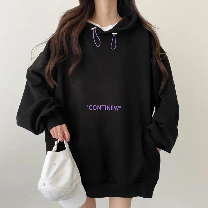 Women Harajuku Vintage Loose Hooded Shirt Y2k Sweatshirt Korean Oversized Pullovers Hoodie Autumn Winter Letter Print Tops