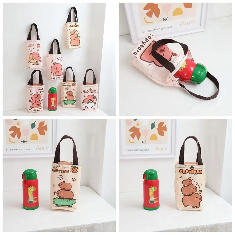 

Cute Handbag Capybara Canvas Bag Children Bag Messenger Bag Cartoon Water Cup Bag Umbrella Storage Water Cup Storage Bag
