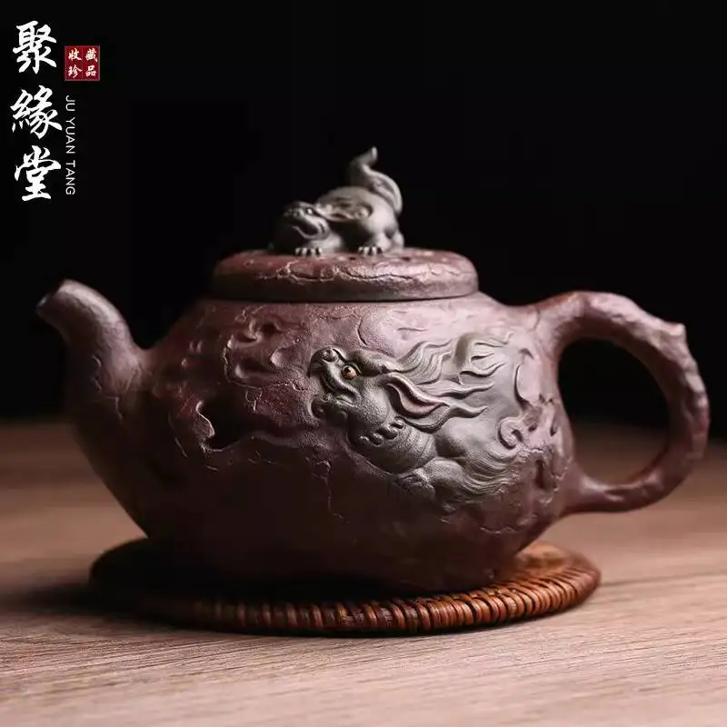 Yixing Original Mineral Purple Clay Tai Shi Shao Lion Sone Ladle Po Pure Handmade Famous High Waer Wave Teapo Kung Fu Tea