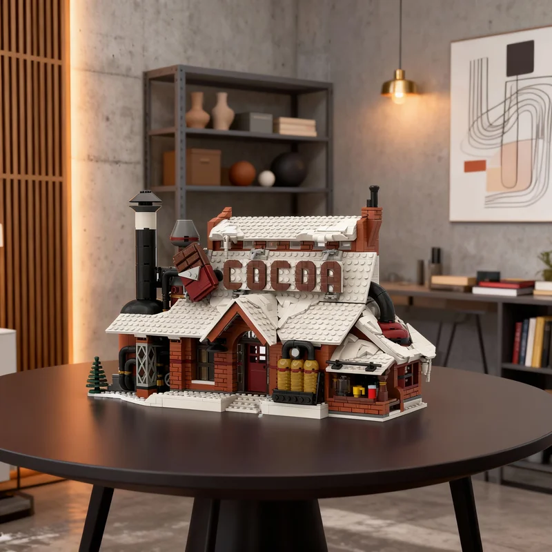 1937pcs MOC Winter Village Chocolate Factory Seasonal Christmas Model Building Blocks Construction Toy Gifts Creative DIY Idea