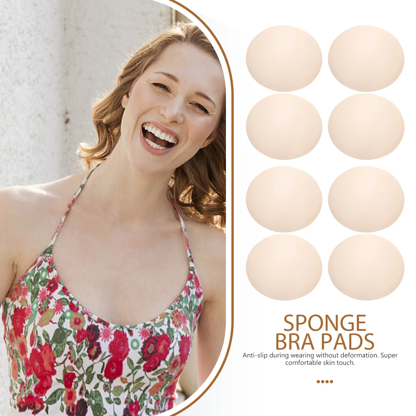 

Sponge Bra Pads Inserts 3 Pairs Round Thick Foam Padding Breathable Anti Slip Reusable Washable Push Bra