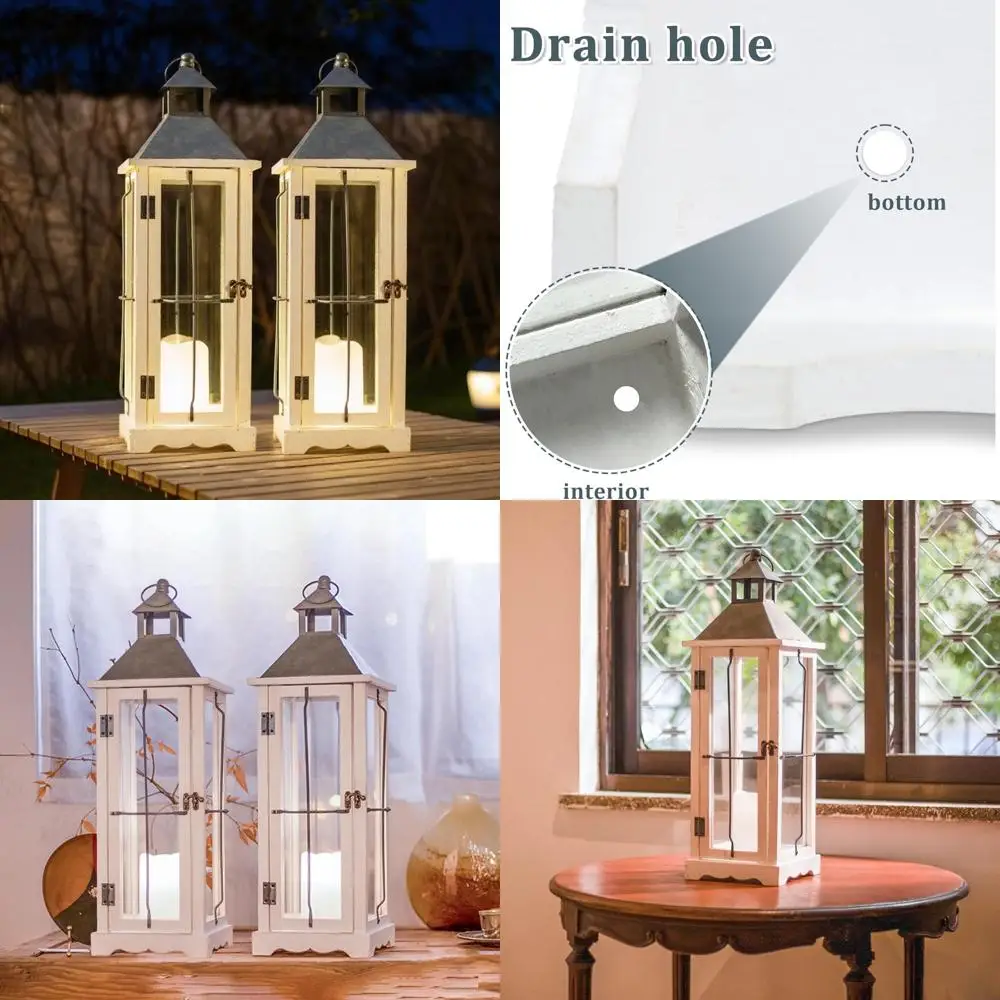 26 Set di lanterne LED bianche impermeabili stile fattoria con telecomando e timer, vetro temperato