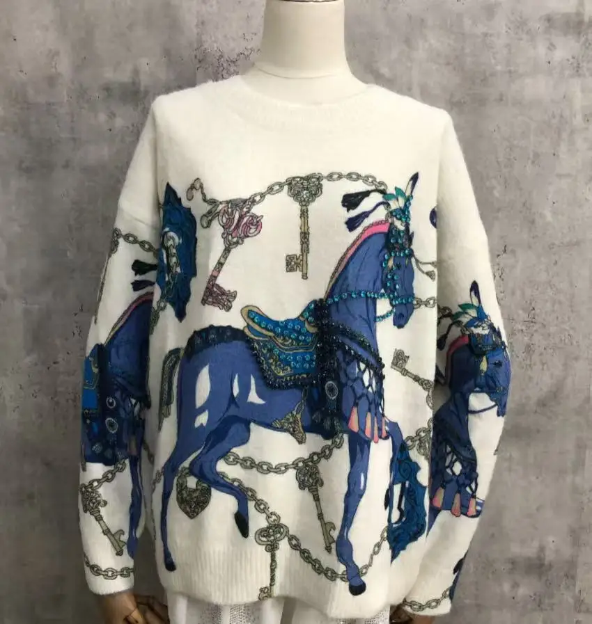 New Sparkling Rhinestones Autumn Winter Casual Sweater Women's Knitwear Slim Fit Pullover Outwear Knitted Jumpers Woman Clothes