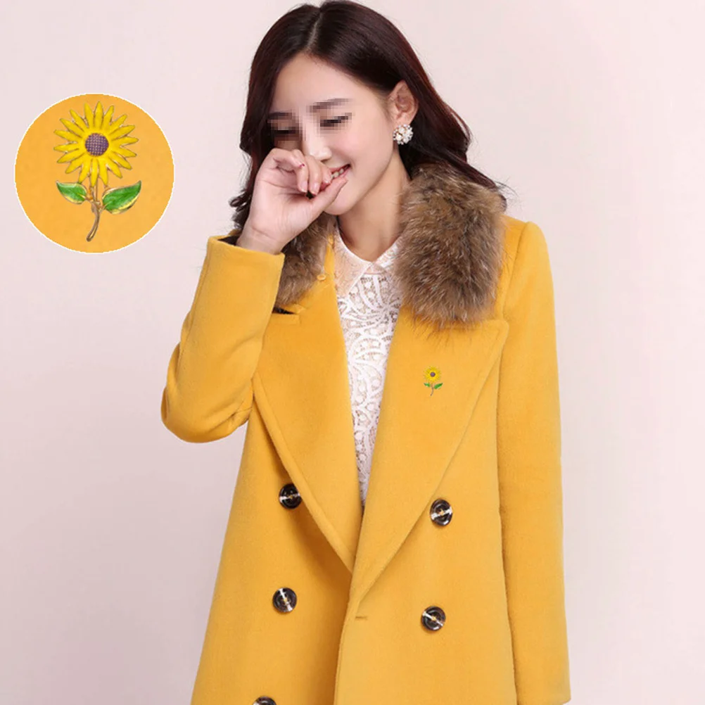 بروش عباد الشمس سبيكة دبوس الصدر مجوهرات الأزياء الإكسسوار للنساء الفتيات ملابس حفلات الزفاف اليومية الذهب #1