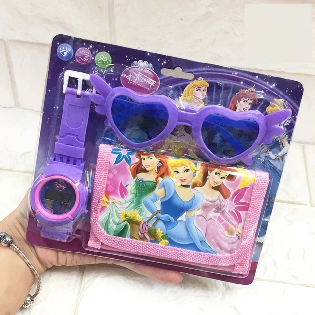 New Disney animation Frozen watch Minnie doll children\'s wallet watch glasses toys set cartoon Mickey watch boys girls gift