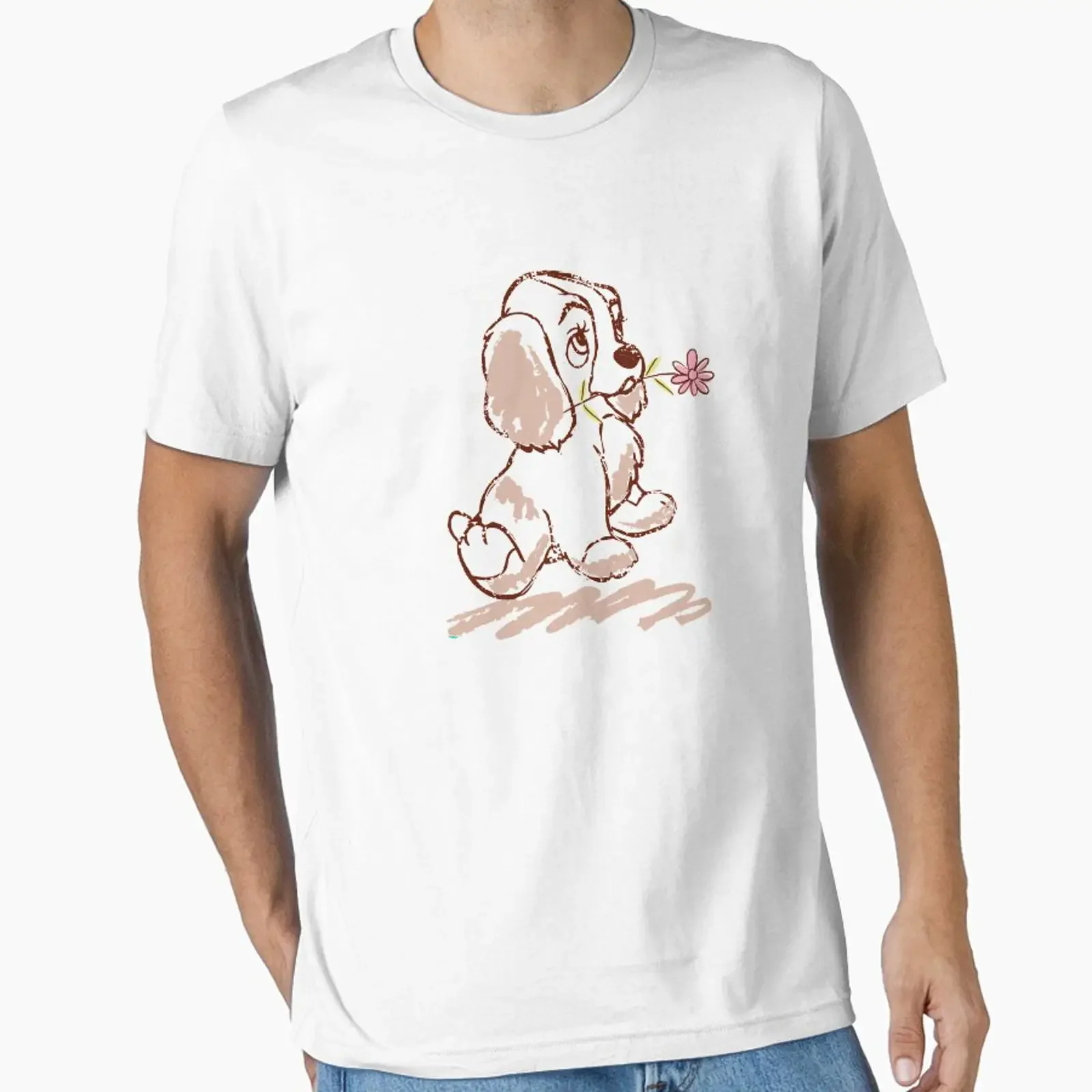 Dog Lover Flower Essential T Shirt vintage Washed Breathable Top For Everyday Wear Slightly homme streetwear Stylish