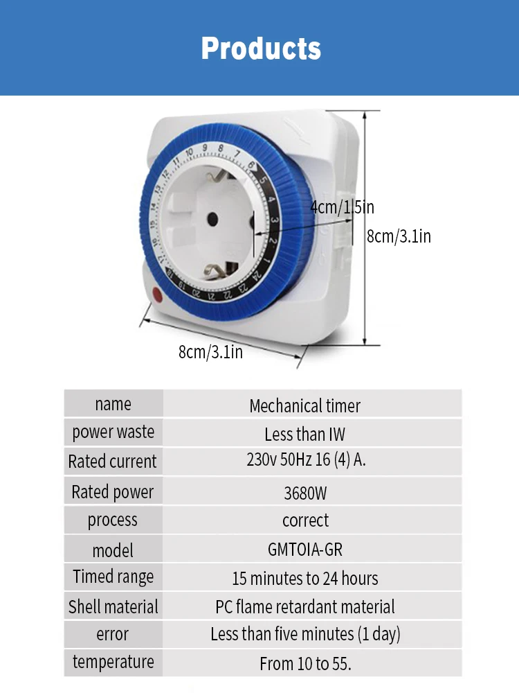 Timer Socket Smart Countdown Cycle Socket 24 Hour Timer Mechanical Switch Timer Plug-in Timer Switch