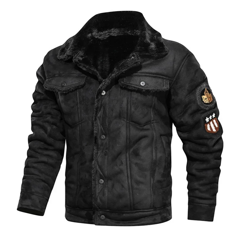 

Bomber Jacket Casual Winter Men's Thick Wool Army Tactical Jacket Fashion Men's Fur Collar Trench Jacket Clothing