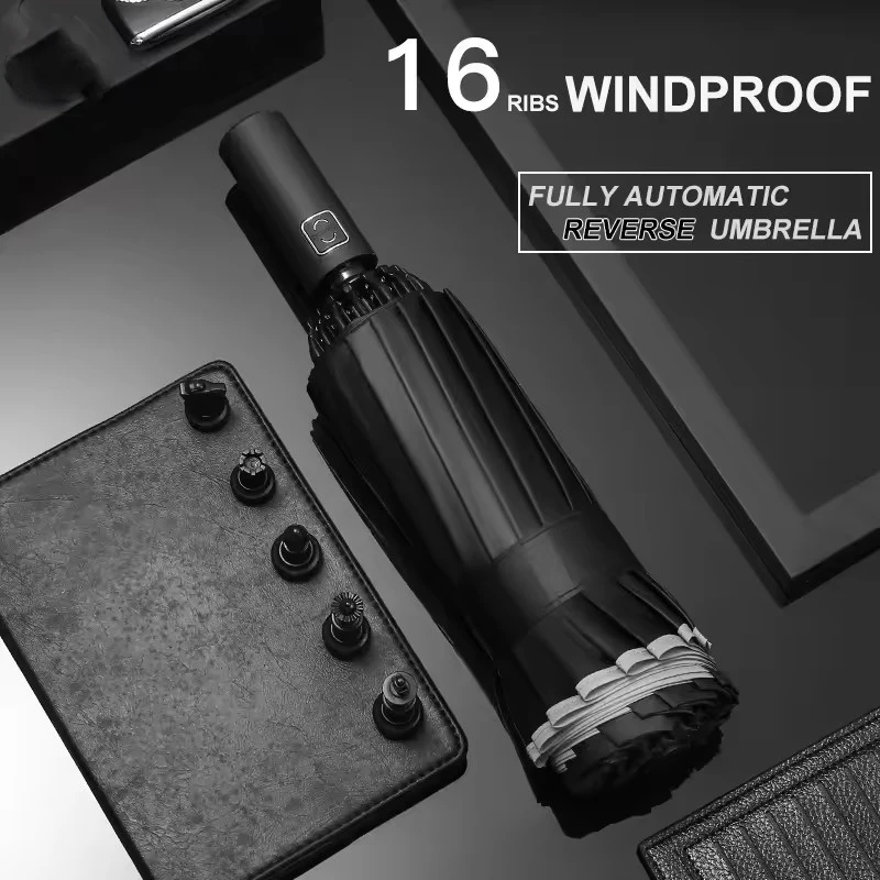

ZaiXiao16Ribs Мужской Женский Зонт Большой Ветрозащитный Светоотражающий Полоса Реверс Автоматические Зонты Солнце Дождь Роскошный Деловой Автомобиль Trav