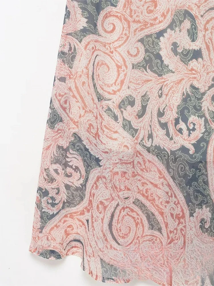 KONDALA Sexy Chic Women Dress Print Cami Sleeveless Backless Long Straight Vestidos New Fashion 2025 Summer Ruffles Female Dress