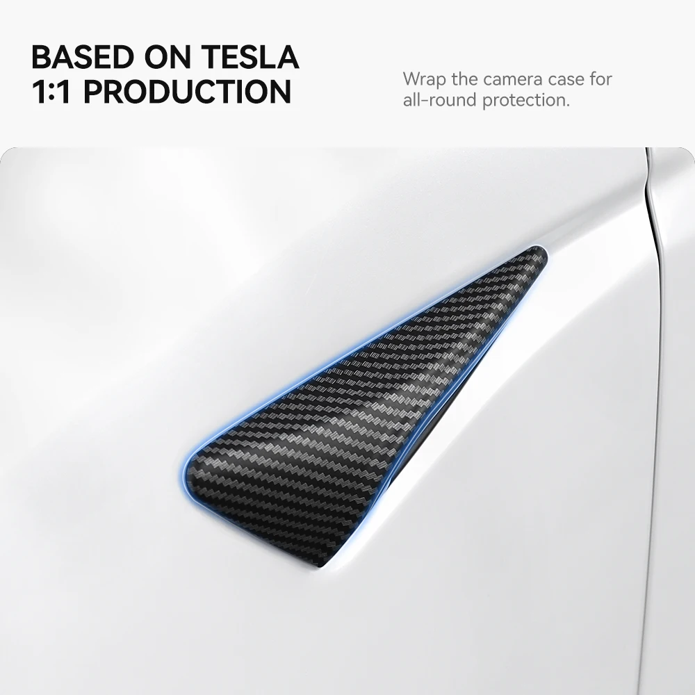 YZ For Tesla Model 3 Y Turn Signal Camera Trim Cover Side Leaf Board Protector ABS Matte Carbon Fiber Pattern Accessories
