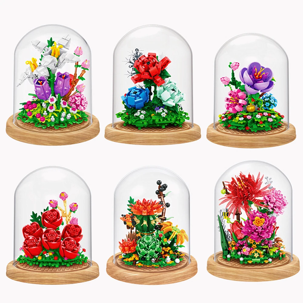 City Ideas Mini Immortal Flower Ornament Model Building Blocks Friends Rose Home Decoration DIY Plant Flowers Bricks Toys