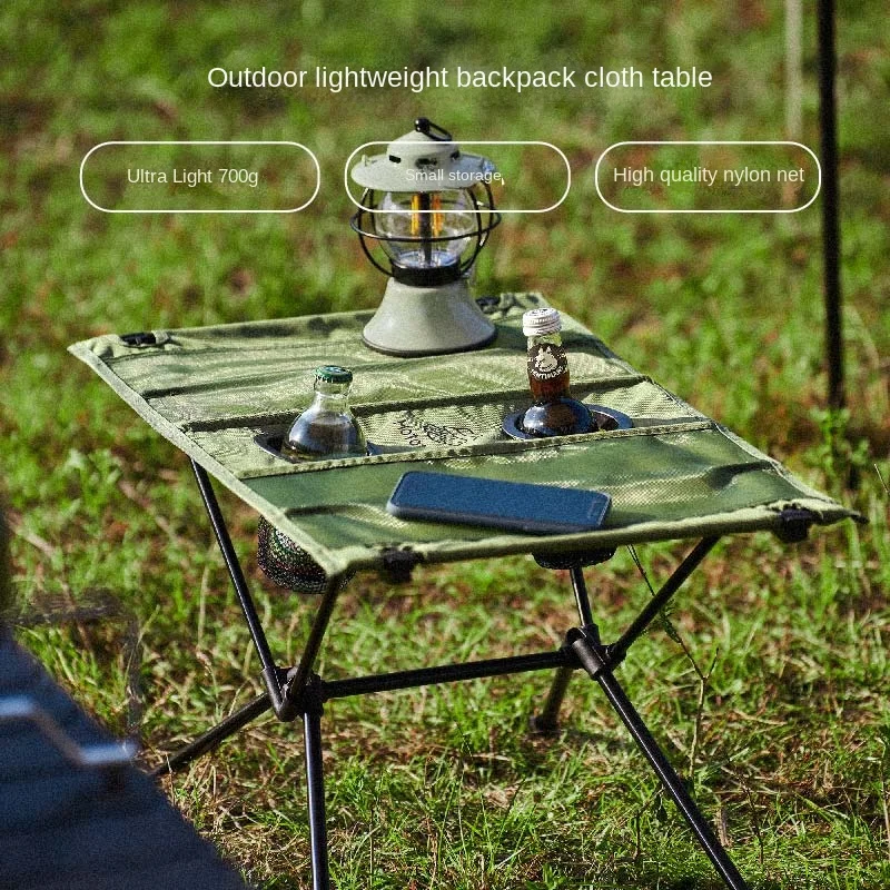 

XK Outdoor Camping Aluminum Alloy Lightweight Folding Table Portable Storage Cloth Table