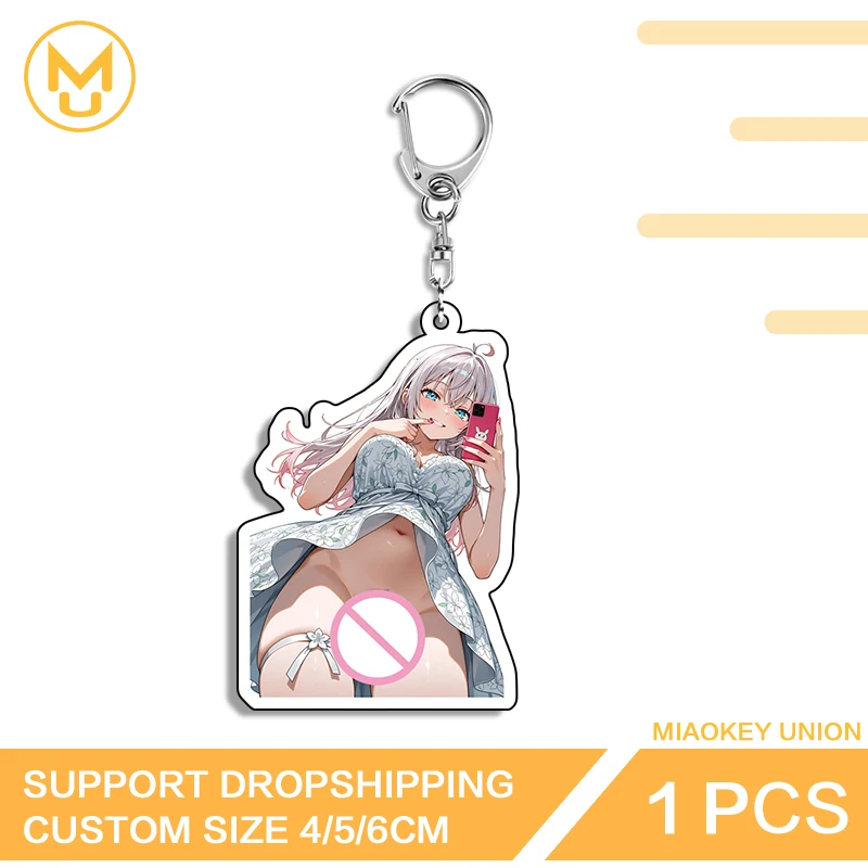 Hentai Selfie postura de pie Alya diseño exclusivo llaveros acrílicos de doble cara adorables accesorios de moda ingeniosos