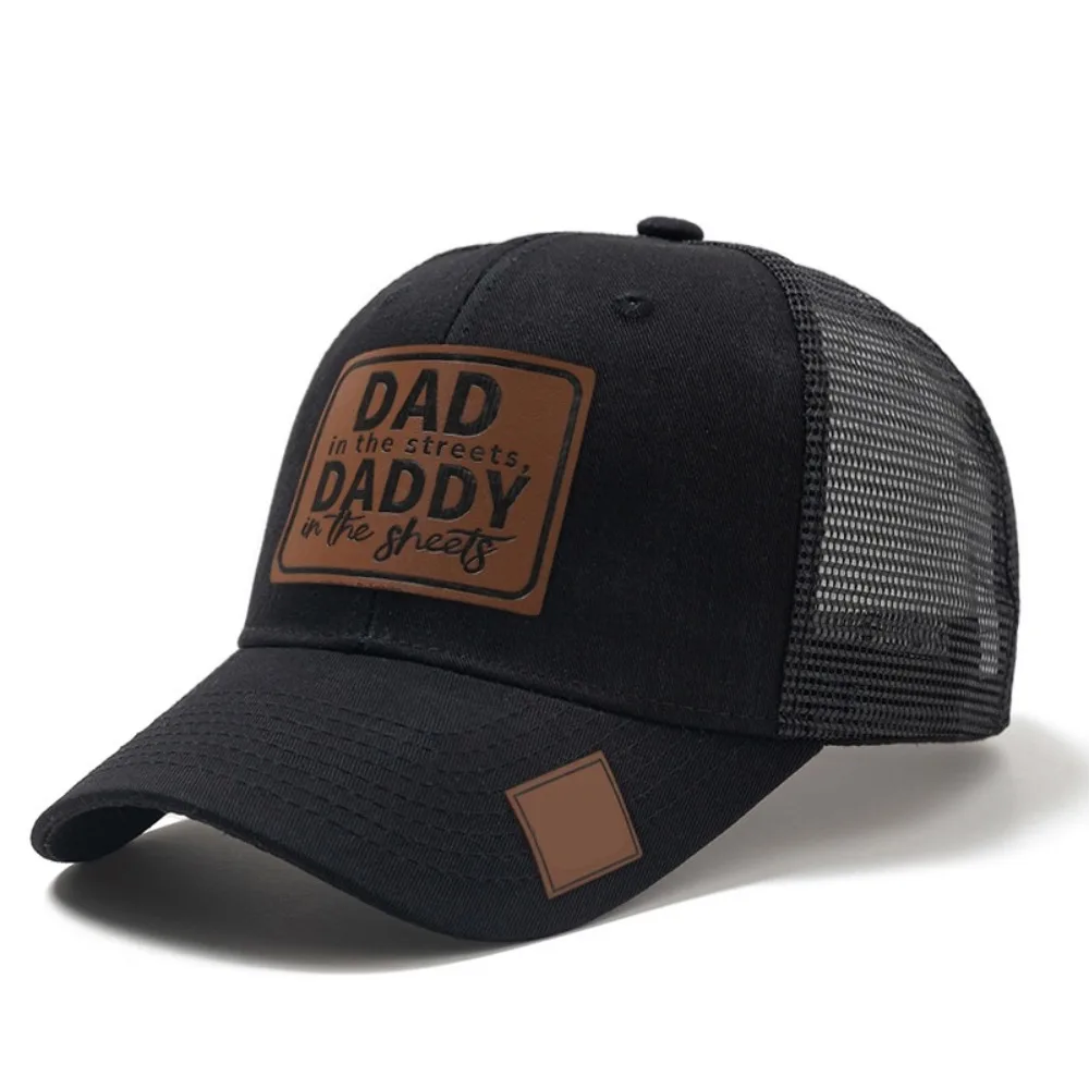 

Sun Hat Lether Patch DAD Snapback Cap Casual Wear Adjustable DADDY Trucker Hat Mesh Sun Protection Net Baseball Cap Men & Women