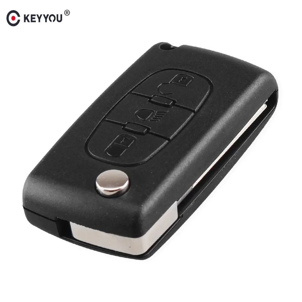 KEYYOU For Citroen C2 C5 C6 XSARA For PEUGEOT 207 406 307 308 408 107 3 Buttons Flip Remote Car Key Case Cover Shell Fob