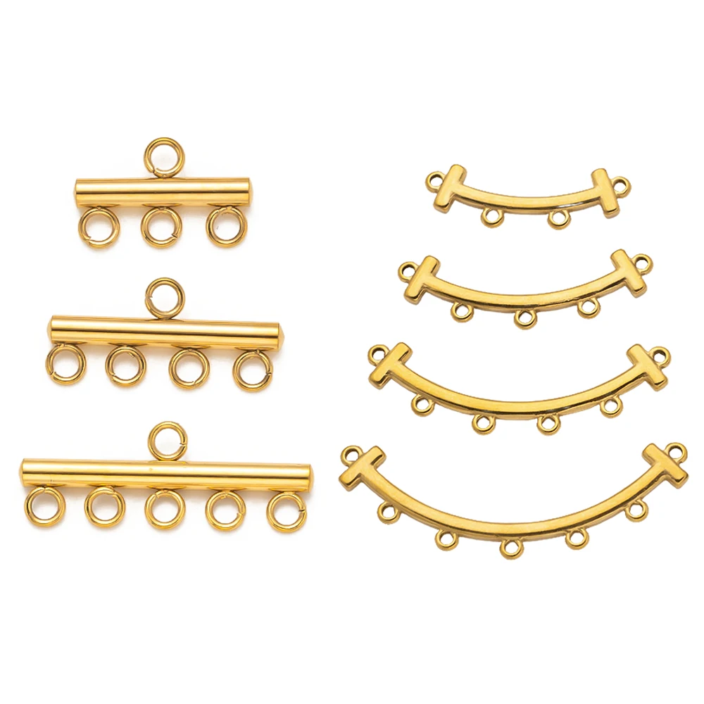 5 قطعة/الوحدة طبقة من الفولاذ المقاوم للصدأ قلادة سوار المشبك الكفالات قطرة سلاسل موصلات DIY بها بنفسك صنع المجوهرات النتائج لوازم الحرف