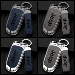 Zinc Alloy Leather Car Key Case For Jeep Grand Cherokee WK2 KL Wrangler JK JL MP Patriot Renegade Commander Compass Accessories